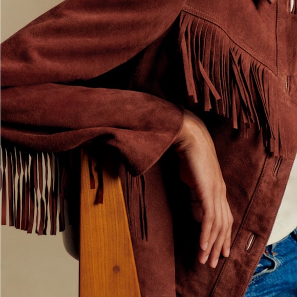 Sézane Women's Yuma Brown Fringe Jacket - Picture 4 of 13